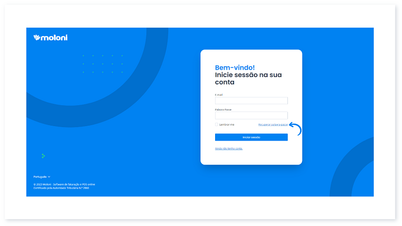 Como recuperar os meus dados de acesso no Moloni 1